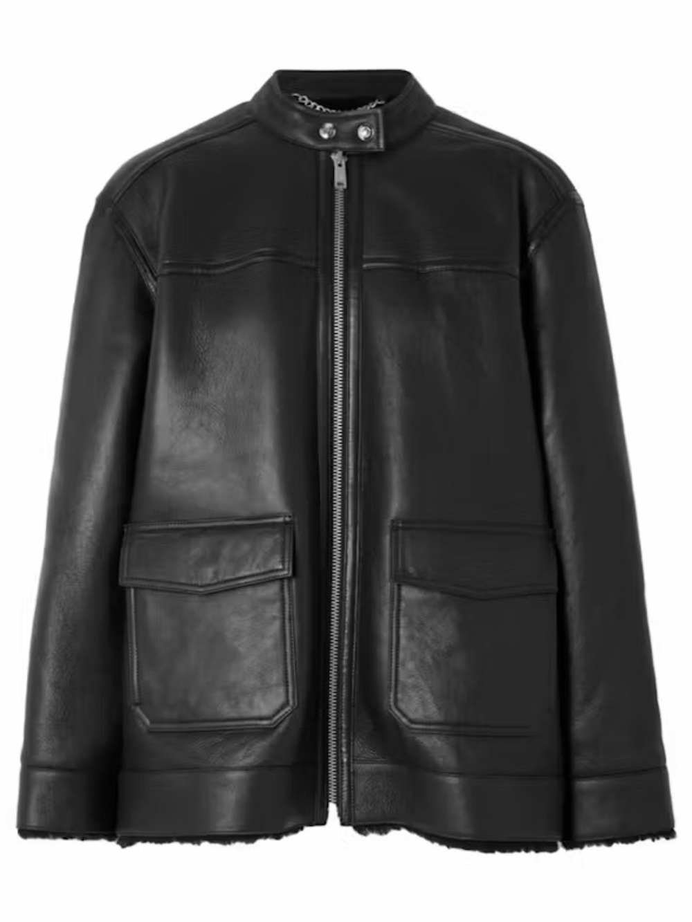 Anine Bing Henry Black Leather Jacket with Shearling